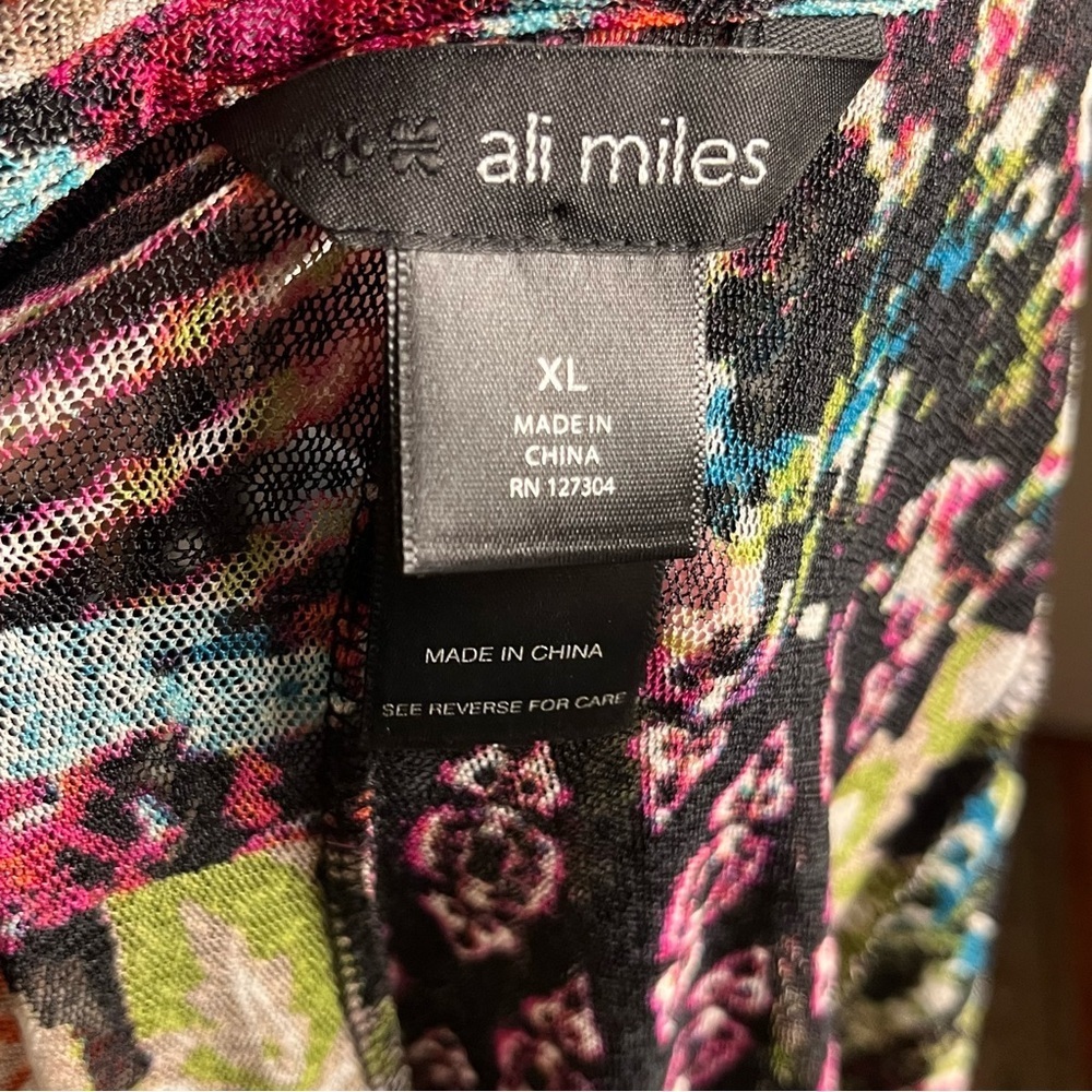 All Miles Patchwork Floral Semi Sheer Mesh Open Front Duster Cardigan XL - Picture 9 of 10